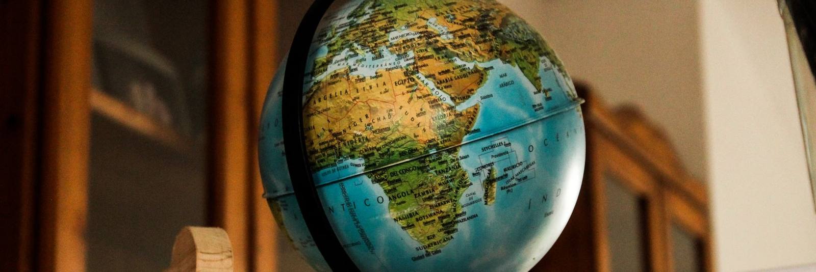 A world globe on a desk